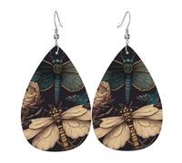Libellule, Papillon De Nuit, Papillon Vintage Femme Boucles D'Oreilles Faux Cuir Pendantes Dangle