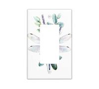 Libellule - Plaque murale décorative en plastique pour chambre à coucher, salle de bain, cuisine, entrée - Feuilles naturelles botaniques - Lavande - Vert printemps