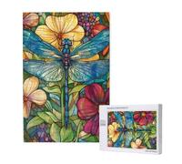 Libellule Puzzle Fleur 500 Pièces Adultes, DIY Puzzles Classiques Art avec Boîte d'emballage et Photos de Référence, Relaxation/Soulagement du Stress/Jeux Amusants, Creatif Cadeau pour Femme M-1482