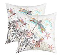 Libellule Taies d'oreillers 55x55cm Cadeauxs Pour Femmes Lot De 2 Housse de Coussin Pour Le Salon Chambre à Canapéer Housse Coussin Kawaii Animaux Blanc Décor Taie Oreiller Pour canapé chaise