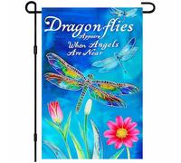 Libellules Quand Les Anges Sont Proches Drapeaux De Jardin Décoratif Drapeaux Durable Bannière Pour Intérieure Événement Vacances 30X45cm