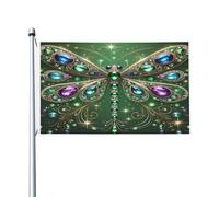 Libellules Vertes Joyau De Beauté Bannière Couleurs Vives Drapeaux Résistant Aux Intempéries Garden Flag Pour Intérieur Bar Maison 90X150Cm