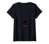 Libérez et Aimez-Le : Amoureux des Chiens ludiques T-Shirt avec Col en V, Femme, Noir, XL