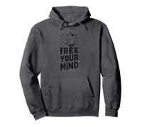 Libérez Votre Esprit Cerveau Oiseaux Inspirants Sweat à Capuche, Unisexe pour Adultes, Chiné Foncé, L