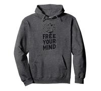 Libérez Votre Esprit Cerveau Oiseaux Inspirants Sweat à Capuche, Unisexe pour Adultes, Chiné Foncé, M