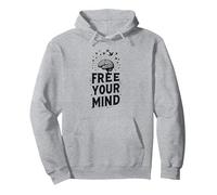 Libérez Votre Esprit Cerveau Oiseaux Inspirants Sweat à Capuche, Unisexe pour Adultes, Gris Chiné, XXL