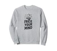 Libérez Votre Esprit Cerveau Oiseaux Inspirants Sweatshirt, Unisexe pour Adultes, Gris Chiné, M