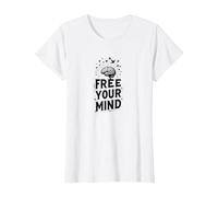 Libérez Votre Esprit Cerveau Oiseaux Inspirants T-Shirt, Femme, Blanc, L