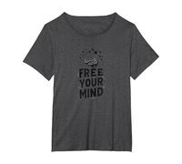 Libérez Votre Esprit Cerveau Oiseaux Inspirants T-Shirt, Femme Grandes Tailles, Chiné Foncé, 2X