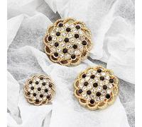 LIBERGA 10 Pièces Boutons De Fleurs Dorées Avec Tige, Bouton De Couture Décoratif De Mode Pour Vêtements De Femmes, Cardigans, Manteau, Projets D'Artisanat, Noir, 14mm