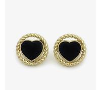 LIBERGA 10 Pièces Boutons Rond,Noir Cœur Décoratif,Doré Clair,22,5mm