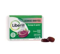 LIBERILL - Gommes Gorge Irritée - Soulage & Apaise - Racine de guimauve + Huile Essentielle de Thym - Gomme d'Acacia 100% Naturelle - Adulte & Adolescent Dès 12 Ans - Arôme Menthe - Boîte 50 g