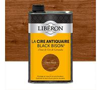 Libéron Cire Antiquaire Black Bison Liquide, Chêne Foncé, 0,5L | A base de cire de Carnauba, Protège et nourrit en profondeur, Sublime le bois d'une patine durable