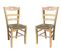Liberoshopping Chaise Loire en Bois Massif avec Assise en Paille Lot de 2 (Naturel)