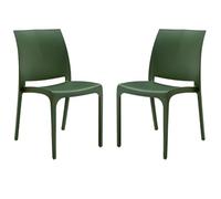 LIBEROSHOPPING.eu - LA TUA CASA IN UN CLIK Chaise empilable en polypropylène Moderne pour intérieur et extérieur Jardin Bar Cuisine modèle Volga(Vert 2 chaises)