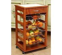 LIBEROSHOPPING.eu - LA TUA CASA IN UN CLIK Porte-Fruits Chariot de Cuisine avec tiroir de Rangement (Cerisier)