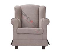 Liberoshopping Fauteuil de Chambre à Coucher Bergère rembourré en Tissu antitache avec revêtement Amovible (Taupe, sans Pouf)