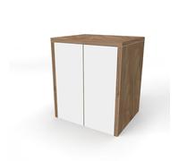 Liberoshopping Meuble pour machine à laver en bois mélaminé - 2 portes, Push and Pull - L79 x P65 x H91 cm - Pour machine à laver ou sécheuse, peu encombrant, facile à monter (blanc/noix)