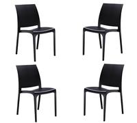 Liberoshopping Volga Chaise de Style Moderne, élégante, Robuste, en polypropylène empilable, pour intérieur et extérieur (Noir 4 Chaises)