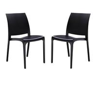 Liberoshopping Volga Chaise de Style Moderne, élégante, Robuste, en polypropylène empilable, pour intérieur et extérieur (Noir 2 Chaises)