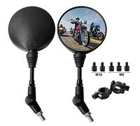 Libershine Lot de 2 rétroviseurs de moto universels pliants ronds, vis 8 et 10 mm, base de montage, pour moto, scooter, VTT