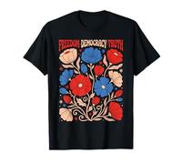 Liberté Démocratie Vérité Rétro Floral Patriotique Fleur Art T-Shirt