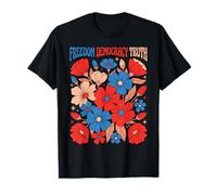 Liberté Démocratie Vérité Rétro Floral Patriotique Fleur Femme T-Shirt