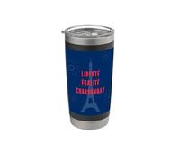 Liberté Égalité Chardonnay Funny Tour Eiffel Vin Gobelet isotherme en acier inoxydable double paroi