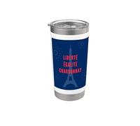 Liberté Égalité Chardonnay Funny Tour Eiffel Vin Gobelet isotherme en acier inoxydable double paroi