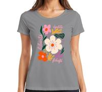 Liberté Égalité Fckafd Floral Statement T-shirt pour femme, gris, M
