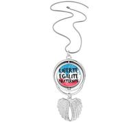 Liberte Egalite Fraternite France Mark Pendentif Ailes d'ange Collier rotatif Bijoux
