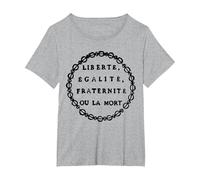 Liberté, égalité, fraternité ou Mort - Jacobin T-Shirt, Femme Grandes Tailles, Gris Chiné, 6X