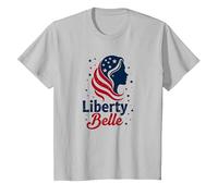 Liberty Belle Étoiles patriotiques pour Filles Rouge Blanc Bleu T-Shirt, Enfant, Argent, 6 Ans