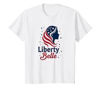 Liberty Belle Étoiles patriotiques pour Filles Rouge Blanc Bleu T-Shirt, Enfant, Blanc, 4 Ans