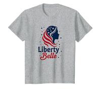 Liberty Belle Étoiles patriotiques pour Filles Rouge Blanc Bleu T-Shirt, Enfant, Gris Chiné, 12 Ans