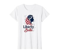 Liberty Belle Étoiles patriotiques pour Filles Rouge Blanc Bleu T-Shirt, Femme, Blanc, M