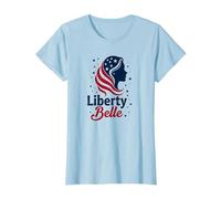 Liberty Belle Étoiles patriotiques pour Filles Rouge Blanc Bleu T-Shirt, Femme, Bleu Céleste, L