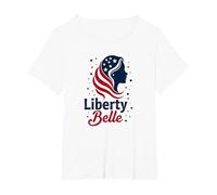 Liberty Belle Étoiles patriotiques pour Filles Rouge Blanc Bleu T-Shirt, Femme Grandes Tailles, Blanc, 5X