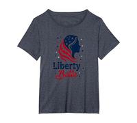 Liberty Belle Étoiles patriotiques pour Filles Rouge Blanc Bleu T-Shirt, Femme Grandes Tailles, Bleu Chiné, 5X