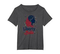 Liberty Belle Étoiles patriotiques pour Filles Rouge Blanc Bleu T-Shirt, Femme Grandes Tailles, Chiné Foncé, 3X