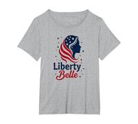 Liberty Belle Étoiles patriotiques pour Filles Rouge Blanc Bleu T-Shirt, Femme Grandes Tailles, Gris Chiné, 5X