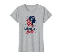 Liberty Belle Étoiles patriotiques pour Filles Rouge Blanc Bleu T-Shirt, Femme, Gris Chiné, S
