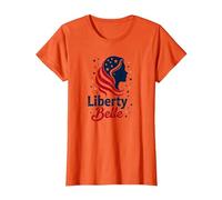 Liberty Belle Étoiles patriotiques pour Filles Rouge Blanc Bleu T-Shirt, Femme, Orange, XS