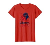 Liberty Belle Étoiles patriotiques pour Filles Rouge Blanc Bleu T-Shirt, Femme, Rouge, L