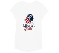 Liberty Belle Étoiles patriotiques pour Filles Rouge Blanc Bleu T-Shirt, Fille, Blanc, XS