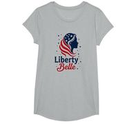 Liberty Belle Étoiles patriotiques pour Filles Rouge Blanc Bleu T-Shirt, Fille, Gris Chiné, L