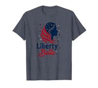 Liberty Belle Étoiles patriotiques pour Filles Rouge Blanc Bleu T-Shirt, Homme, Bleu Chiné, 5XL
