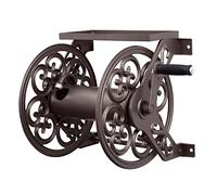Liberty Garden Products Enrouleur de tuyau d'arrosage mural décoratif en acier 708, peut contenir un tuyau de 1,5 cm - Bronze