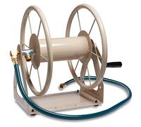 Liberty Garden Products 703-2 Enrouleur de tuyau de jardin multi-usages en acier pour montage mural/sol, Tan Poly