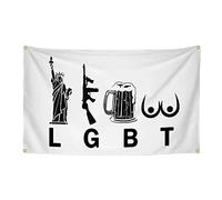 Liberty Gun Beer Tits Funny LGBT Flag 3x5 Feet Flag Banner for College Dorm Cave with Four Brass Grommets Suitable for Indoor Outdoor Decoration